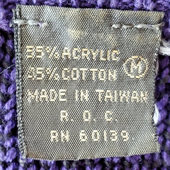 Jimmy Garcia Cardigan Sweater Women's M Purple Black Long Sleeve Button Acrylic - Picture 11 of 11